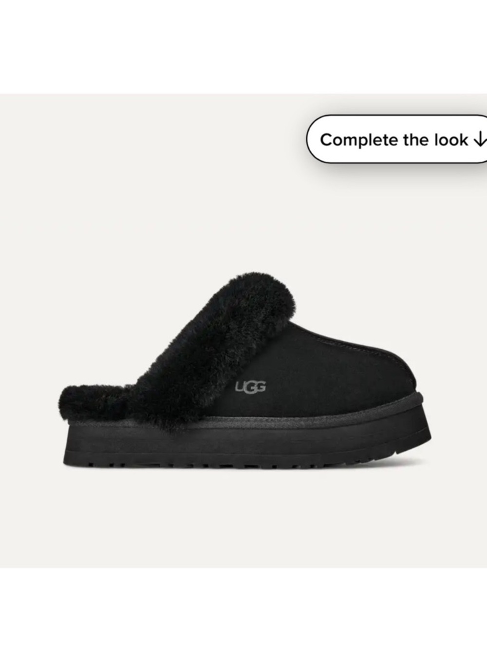 UGG Disquette Black Platform Suede Slides Slippers In Box Like New 7